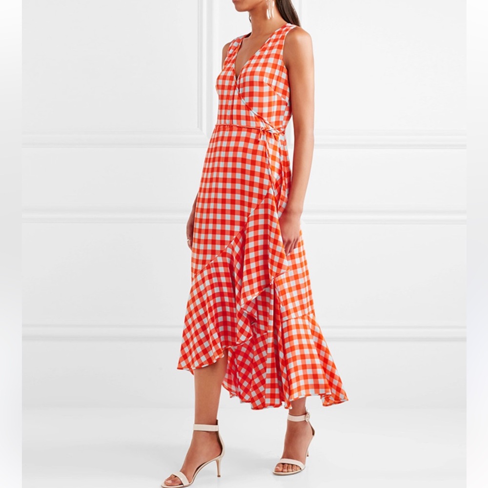 DVF Silk Gingham Midi Dress